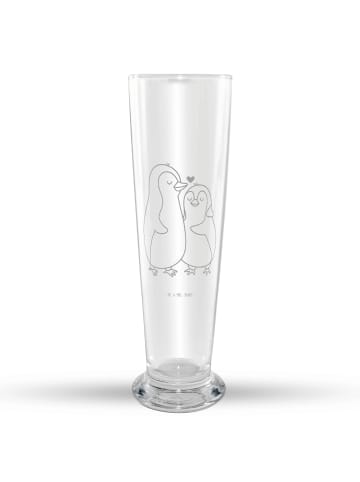 Mr. & Mrs. Panda Glas mit Gravur Pinguine Einschlafen ohne Spruch in Transparent