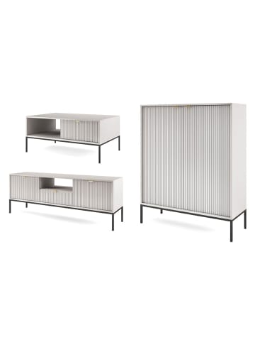 Feldmann-Wohnen Wohnzimmer-Set Nova Grau / Schwarz 3-teilig