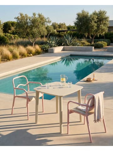 Beliani 2er-Set Esszimmerstuhl THASOS in Rosa/Beige