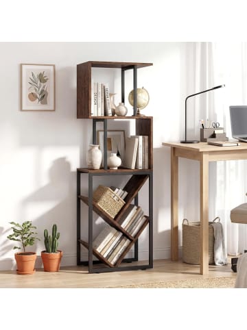 COSTWAY 2 in 1 Bücherregal S-förmig & baumförmig 39,5 x 25 x 122 cm in Braun
