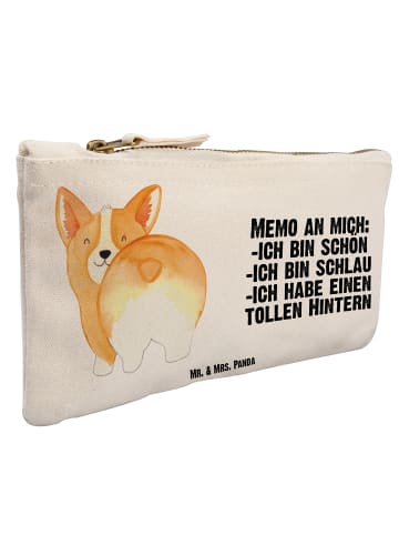 Mr. & Mrs. Panda Schminktasche Corgi Po mit Spruch in Weiß