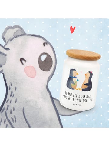Mr. & Mrs. Panda Vorratsdose Pinguin Pärchen mit Spruch in Weiß