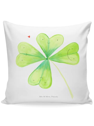 Mr. & Mrs. Panda zier kissen Blume Kleeblatt ohne Spruch in Weiß