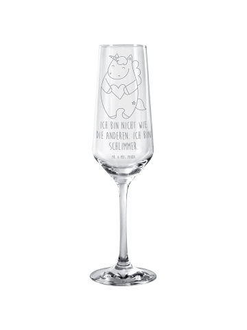 Mr. & Mrs. Panda Trinkglas Einhorn Herz mit Spruch in Transparent