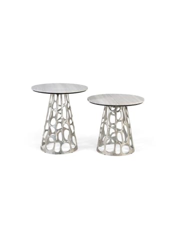 Giner y Colomer 2-tlg Set:  Couchtische mit runder Marmorplatte in Gray
