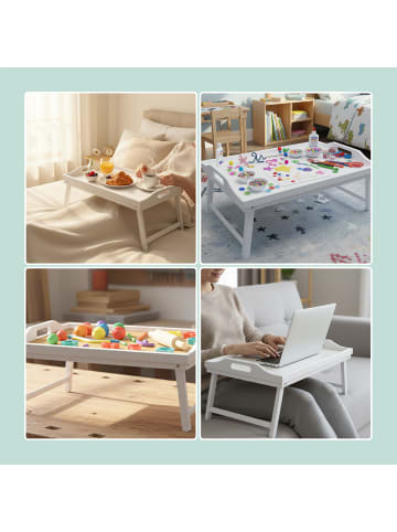 relaxdays Betttablett in Weiß - (B)50 x (H)20 x (T)30 cm