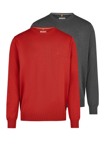 Redmond Pullover Basic in Rot / dunkelgrau