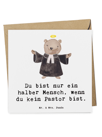 Mr. & Mrs. Panda Deluxe Karte Pastor Herz mit Spruch in Weiß