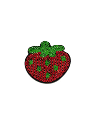 Catch the Patch Erdbeere Obst Frucht Mit PaillettenApplikation Bügelbild inRot