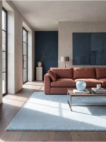 KADIMA DESIGN Teppich Hochflor Uni rutschhemmend weich wohnlich Wohnzimmer gemütlich in Blau