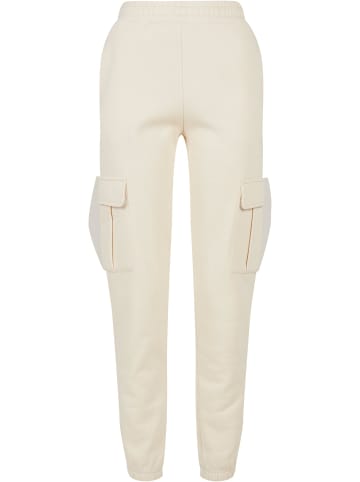 Urban Classics Urban Classics Damen Ladies High Waist Cargo Sweat Pants in whitesand