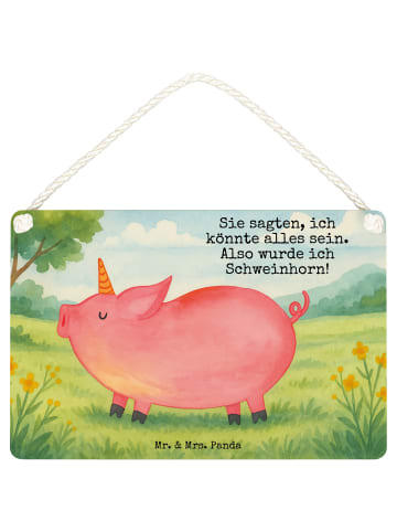 Mr. & Mrs. Panda Schild Einhorn Schwein Design mit Spruch in Weiß