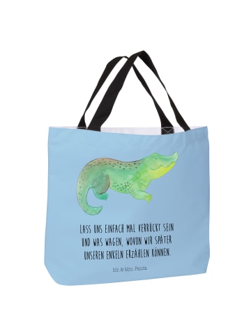 Mr. & Mrs. Panda Tote Bag Krokodil mit Spruch in Blau Pastell