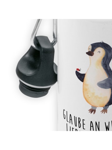 Mr. & Mrs. Panda Trinkflasche Pinguin Marienkäfer mit Spruch in Weiß