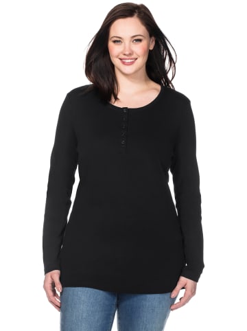 sheego Langarmshirt in schwarz
