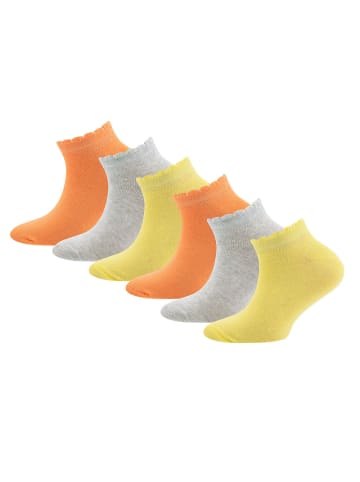 ewers 6er-Set Socken Mäusezähnchenrand in orange-gelb-grau