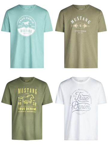Mustang T-Shirt Basic Print 4er Pack in Mehrfarbig