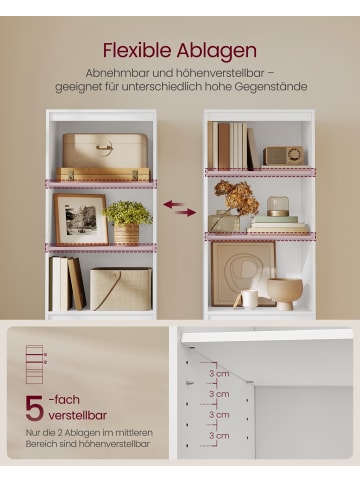 VASAGLE 2er Set: Bücherregal in Weiß - (B)30 x (H)180 x (T)57.1 cm