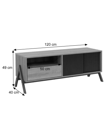 MCW TV-Rack O40 mit Schiebetür und Schublade, Walnuss-Optik