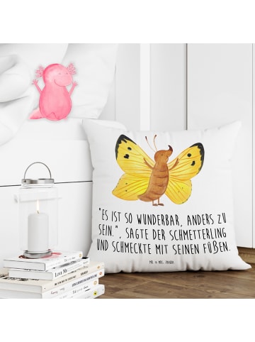 Mr. & Mrs. Panda Kopfkissen Schmetterling Zitronenfalter mit Spruch in Weiß