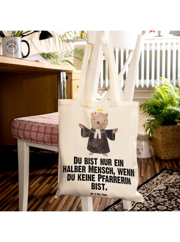 Mr. & Mrs. Panda Tragetasche Pfarrerin Herz mit Spruch in Creme