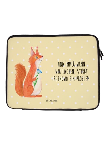 Mr. & Mrs. Panda Notebook Tasche Eichhörnchen Blume mit Spruch in Gelb Pastell