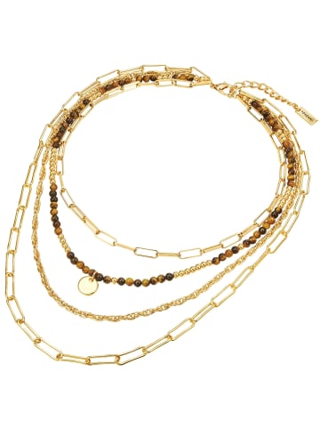 Yokoamii Halskette Metall-Legierung Naturstein in gelbgold
