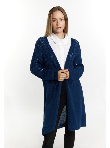 DreiMaster Damen Long Cardigan in Blau Grau