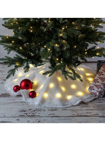 MARELIDA LED Weihnachtsbaumdecke Plüsch Baumteppich D: 90cm in weiß