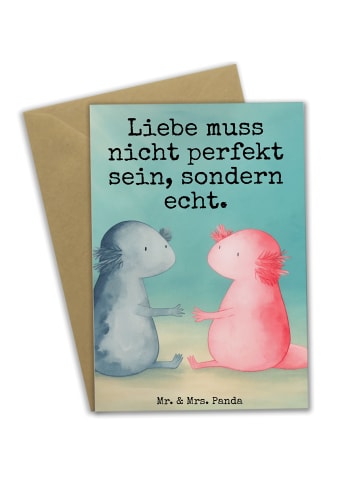 Mr. & Mrs. Panda Grußkarte Axolotl Liebe Design mit Spruch in Weiß