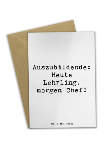 Mr. & Mrs. Panda Klappkarte Spruch Auszubildende Chef mit Spruch in Weiß