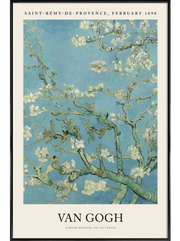 Juniqe Poster in Kunststoffrahmen "van Gogh - Almond Blossom" in Cremeweiß & Türkis