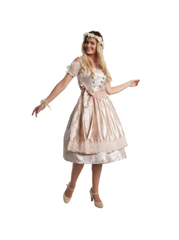 tectake Frauenkostüm Midi-Dirndl Traunstein Modell 2 in beige/rosa