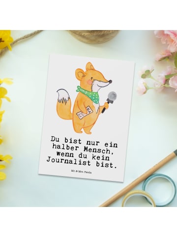 Mr. & Mrs. Panda Postkarte Journalist Herz mit Spruch in Weiß