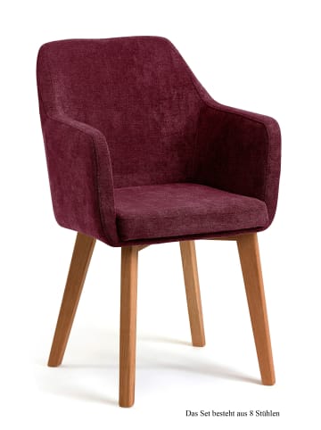 58 aufm Kessel ARMLEHNSTUHL (8er-Set) Darleen 57x87x60 Eiche geölt/Marsala