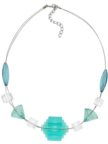 Gallay Kette Drahtkette Stufenperle aqua-transparent 45cm in blau