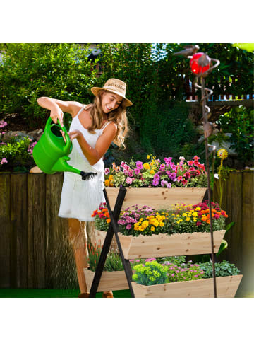 relaxdays Vertikalbeet in Natur/ Schwarz - (B)75 x (H)82 x (T)90 cm