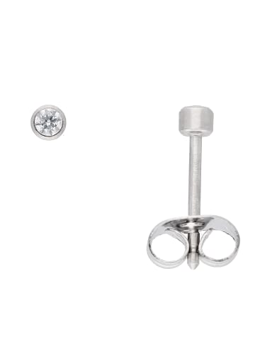 Adeliás Edelstahl Ohrringe / Ohrstecker mit Zirkonia Ø 2,5 mm in silber