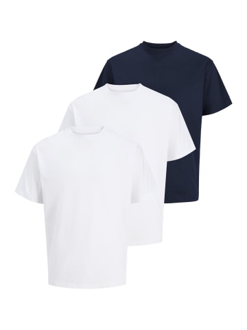 Jack & Jones T-Shirt Organic Relaxed in Weiß / dunkelblau