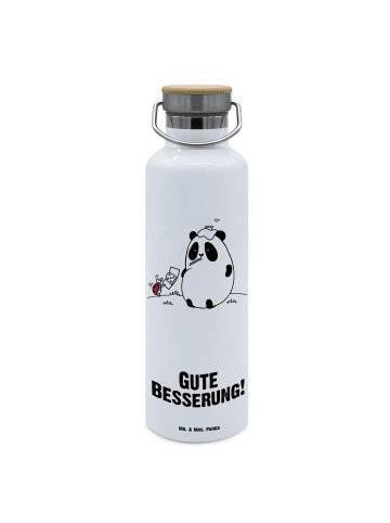 Mr. & Mrs. Panda Trinkflasche Panda Gute Besserung mit Spruch in Weiß