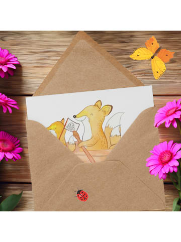 Mr. & Mrs. Panda Glückwunschkarte Fuchs Kanufahren ohne Spruch in Weiß