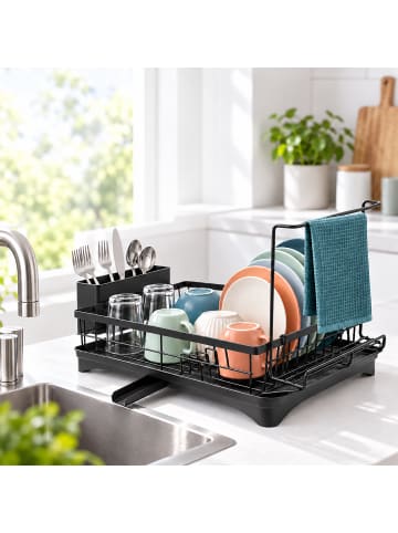relaxdays Abtropfgestell in Schwarz - (B)51 x (H)27,5 x (T)29,5 cm