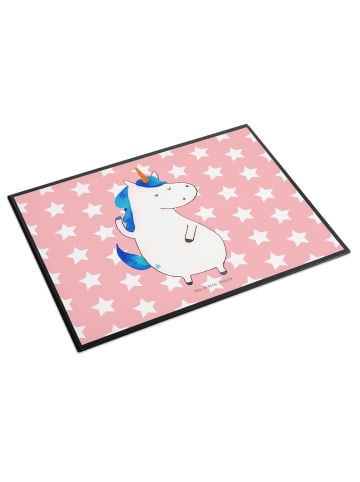 Mr. & Mrs. Panda Schreibunterlage Einhorn Mann ohne Spruch in Rot Pastell