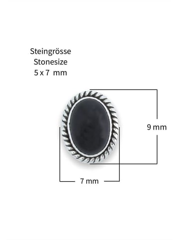 mantraroma 925er Silber - Ohrstecker (L) 9 x (B) 7 mm mit Onyx