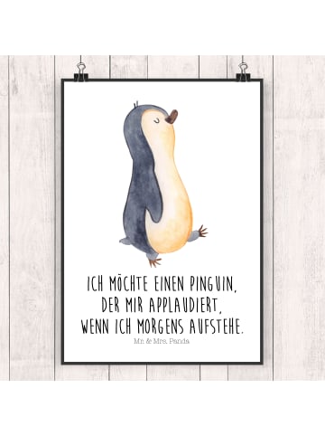 Mr. & Mrs. Panda Wandbild Pinguin mHerzieren mit Spruch in Weiß