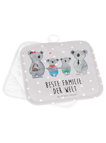 Mr. & Mrs. Panda Topfuntersetzer Koala Familie zwei mit Spruch in Grau Pastell