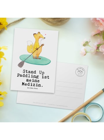 Mr. & Mrs. Panda bildkarte Fuchs Stand Up Paddling mit Spruch in Weiß