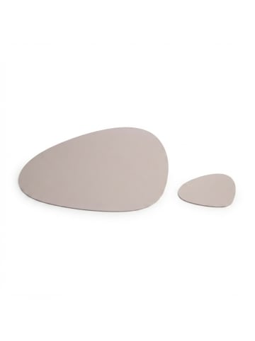 relaxdays 6-tlg. Platzdeckchen Set mit Untersetzern in Grau/ Beige