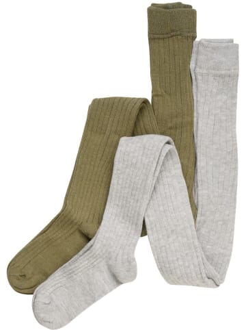 Minymo Strumpfhose "Stocking-solid rib 2-pack" in Grau
