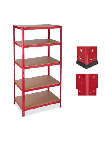 relaxdays 2x Schwerlastregal in Rot - (B)90 x (H)180 x (T)60 cm